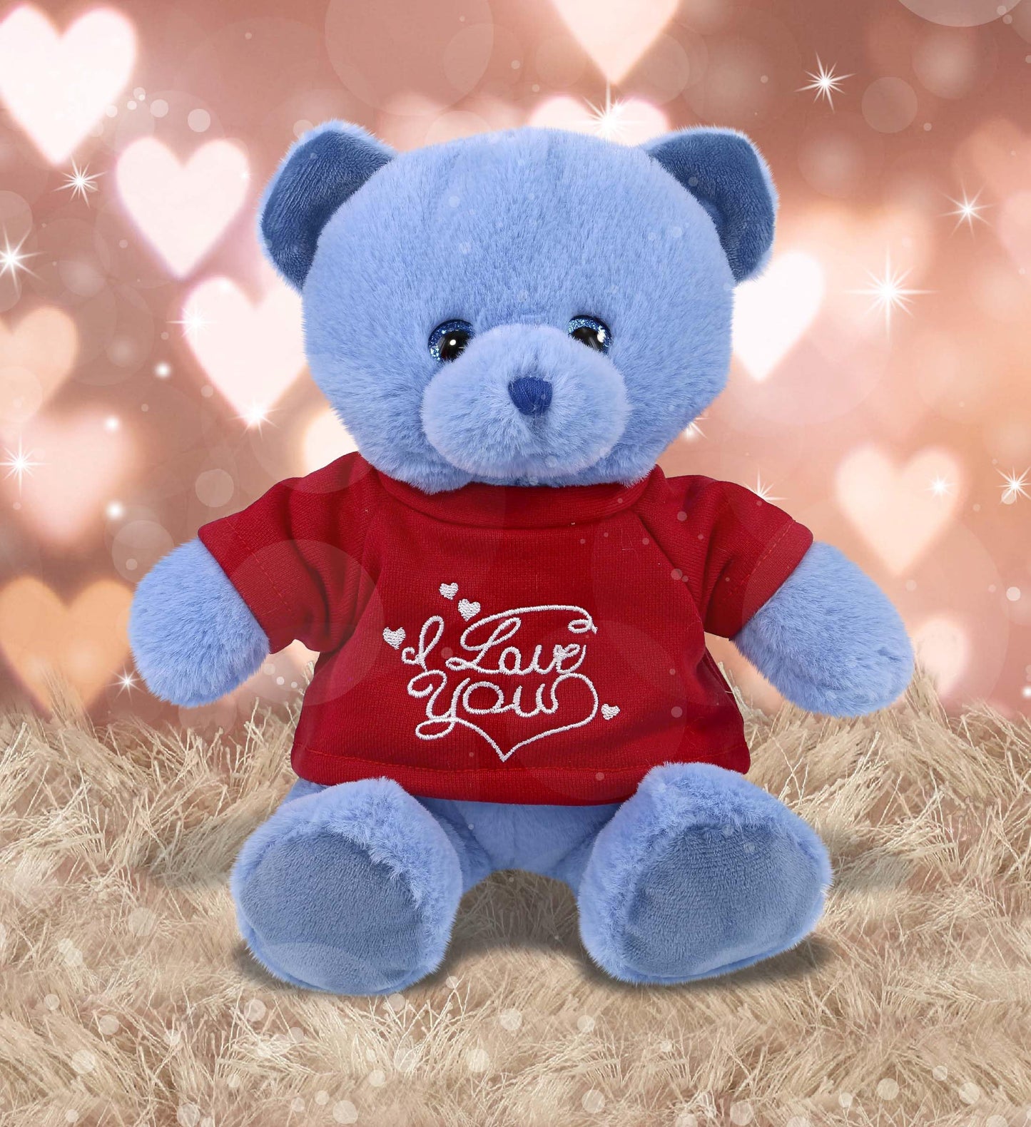 DolliBu I Love You Super Soft Baby Blue Bear Plush- Cute Stuffed Blue Bear Animal with Red Shirt for Valentine, Anniversary, Romantic Date, Boyfriend, or Girlfriend Gift - 8 inches