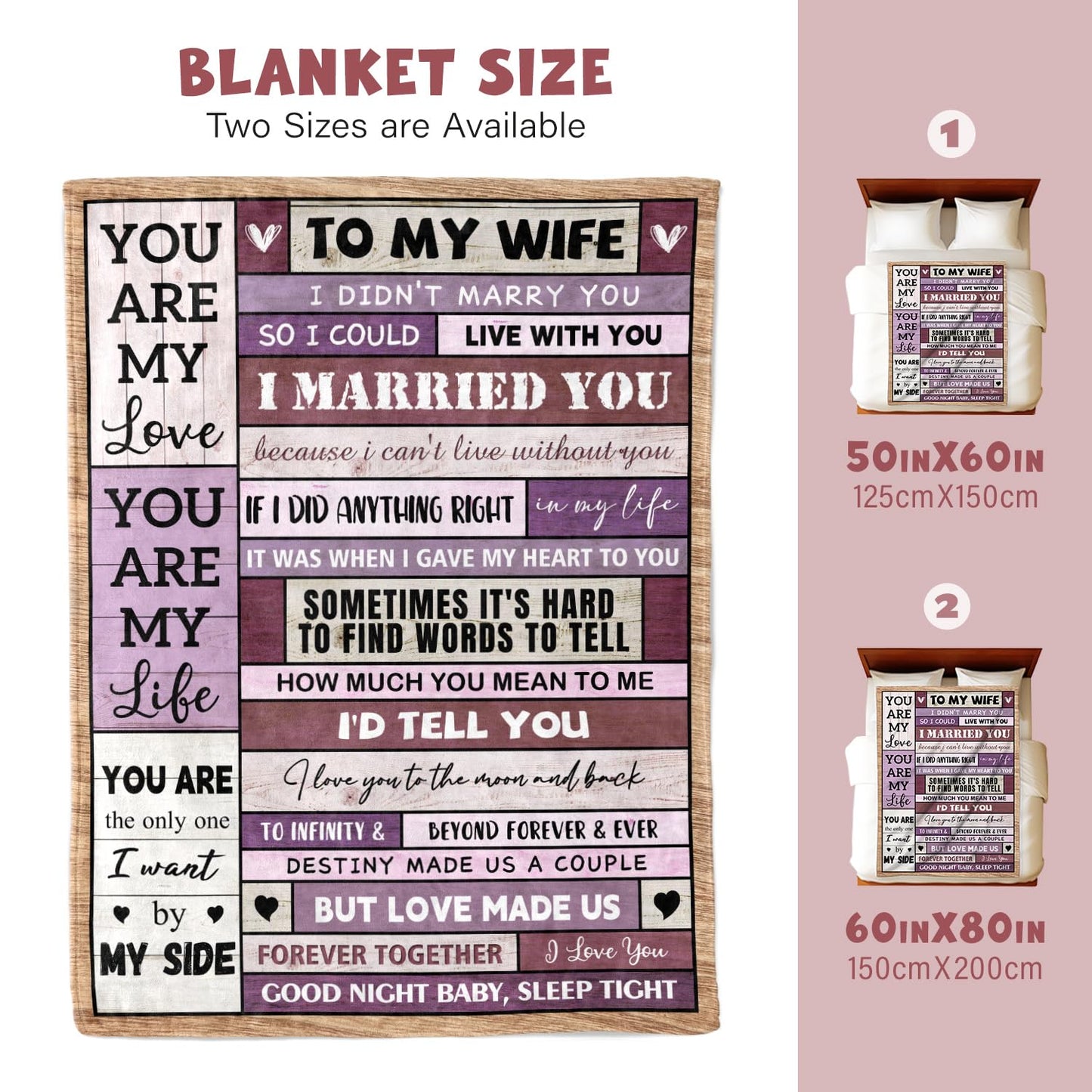 Wife Birthday Gifts Ideas - Wedding Anniversary Romantic Presents for Women Her - Mothers Day Christmas Valentines Day Gifts for Wife Her - Wifey Presents from Husband - To My Love Blanket 50"x60"