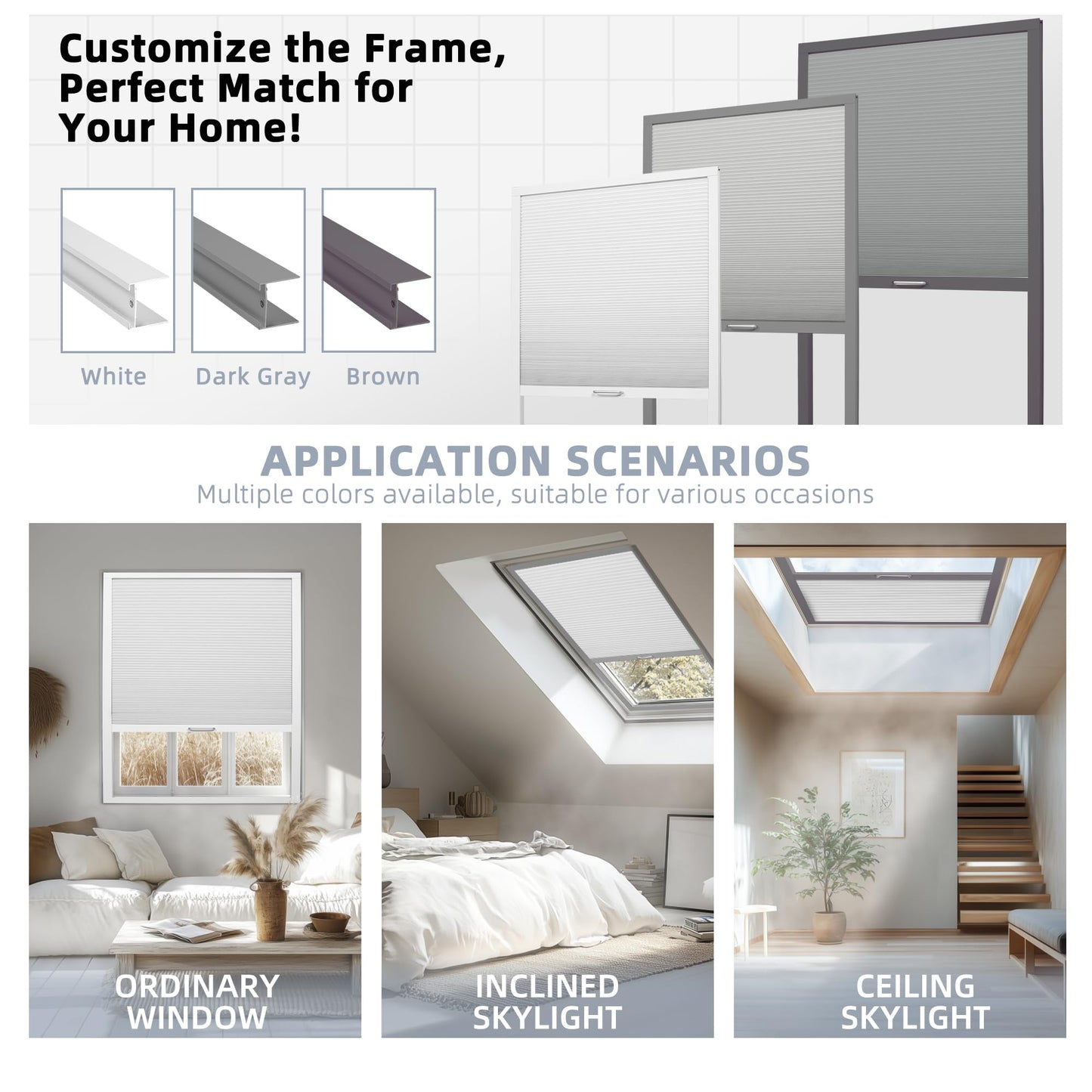 BERISSA Blackout Skylight Shade for Windows,Cordless Cellular Blinds for Ceiling,Honeycomb Blinds for Roof Home Office,Thermal Insulated,UV Protection,Noise Reduction, Custom Size,White