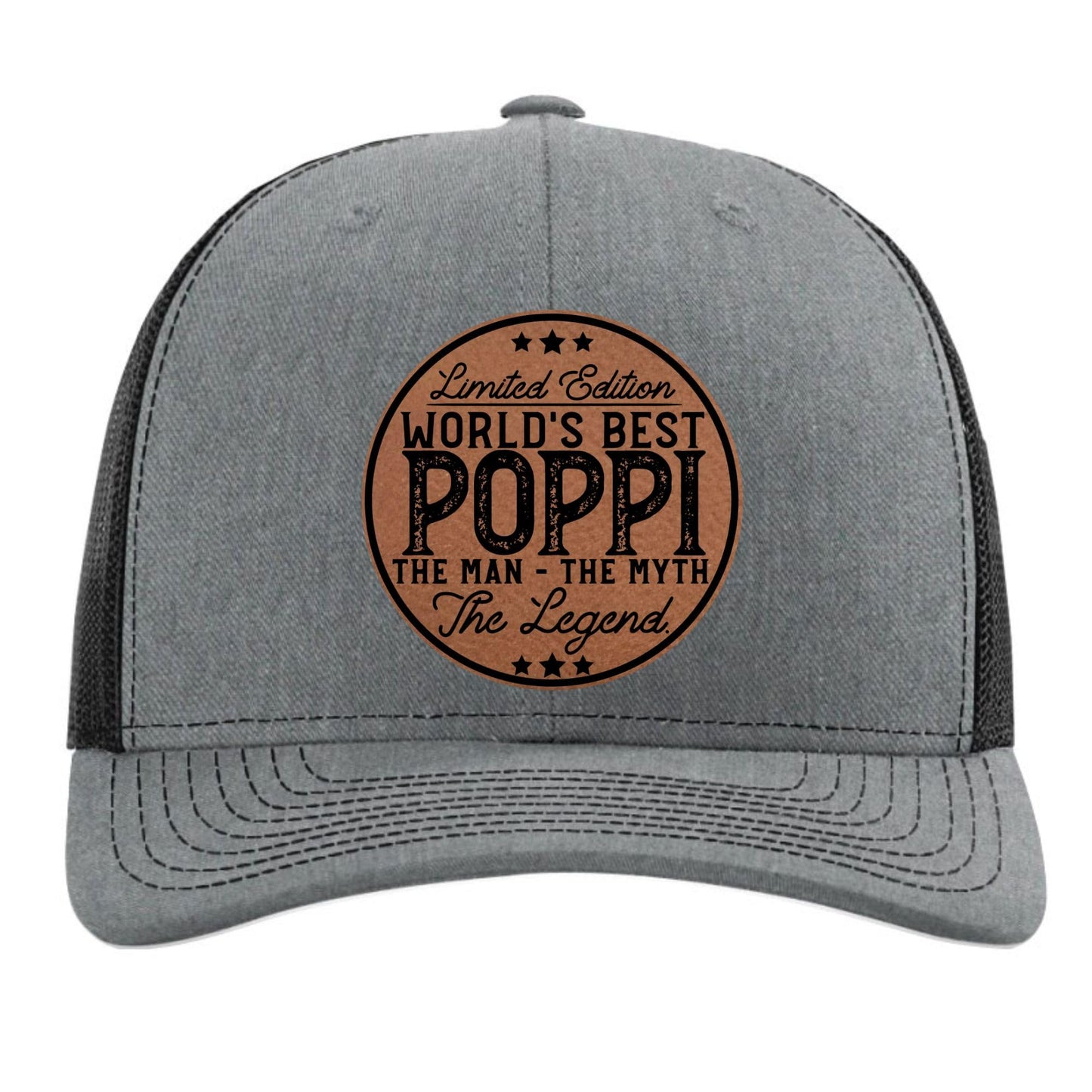 Poppi The Man The Myth The Legend Hat - Grandpa Gift for Poppi - Promoted to Grandpa - Worlds Best - Fathers Day Christmas Bday Gift from Grandson Granddaughter Grandkids - Richardson 112 Trucker Hat