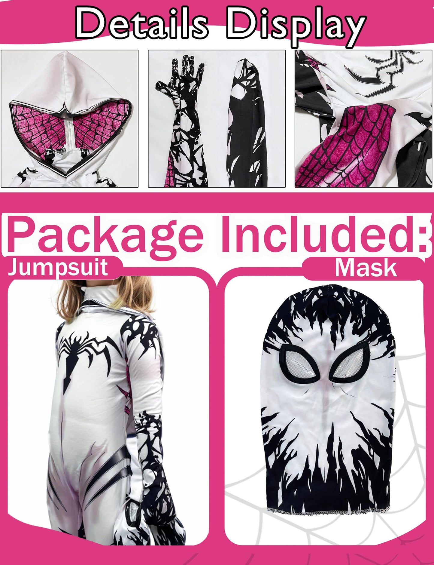 Dokiory Girls Costume Halloween Bodysuit Mask Spandex Jumpsuit Cosplay for Kids Toddlers