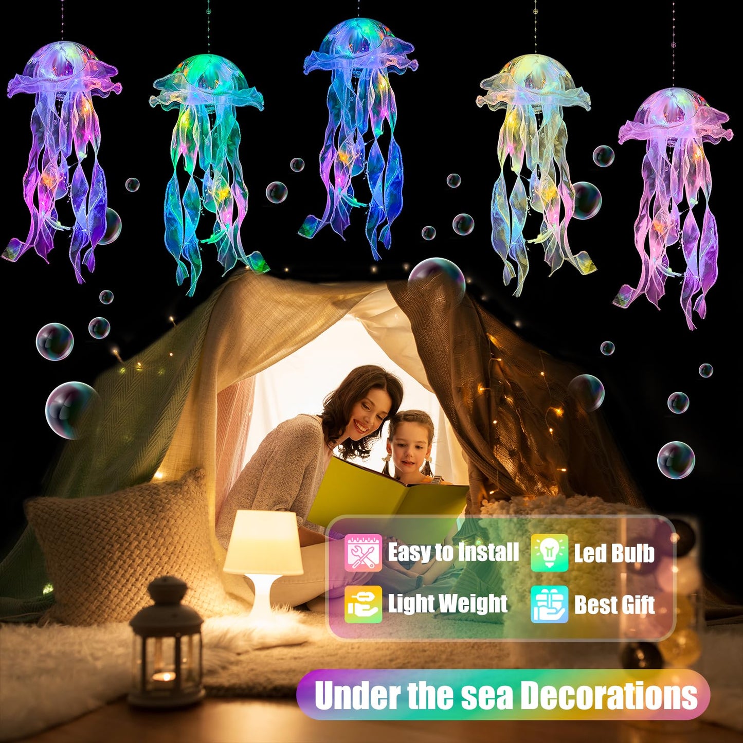 Jellyfish Decorations -10 Pcs Jellyfish Lanterns, Hanging Jelly Fish Decorations, for Mermaid Theme Party Under The Sea Party Decorations & Ocean Themed Party Decorations Supplies Birthday Gifts