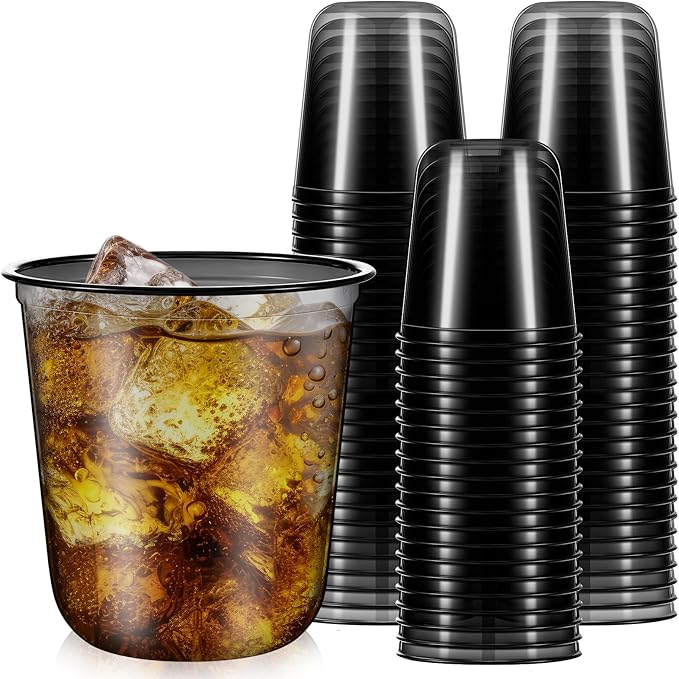 Ziliny 50 Pcs 12oz Disposable Stemless Glasses Crystal Plastic Wine Glasses Clear Classic Pet Cup for Meeting Weddings Bir...