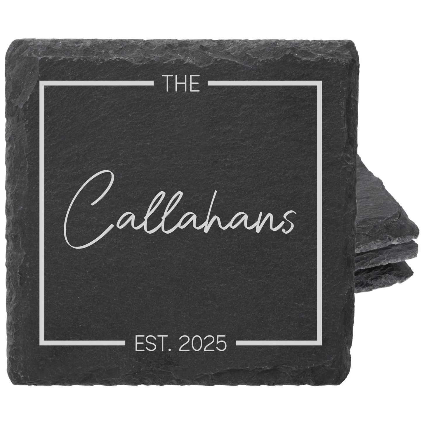 Custom Table Coasters for Drinks Set of 4 | Customized Name Engraved Square Slate Cup Coasters | Personalized Wedding Gifts for Couples 2025, Bridal Shower, Housewarming Gifts for Newlyweds