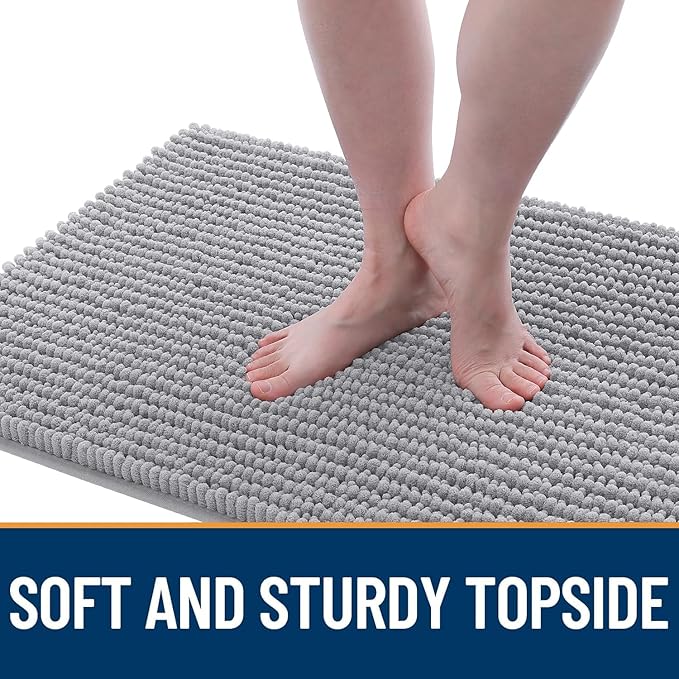 OLANLY Dog Door Mat for Muddy Paws 36x24, Ultra Absorbent Chenille Mud Doormat, Non-Slip Washable and Dirt Trapping Doormat for Indoor Entryway, Quick-Dry Indoor Pet Bed Mats for Dogs, Light Grey