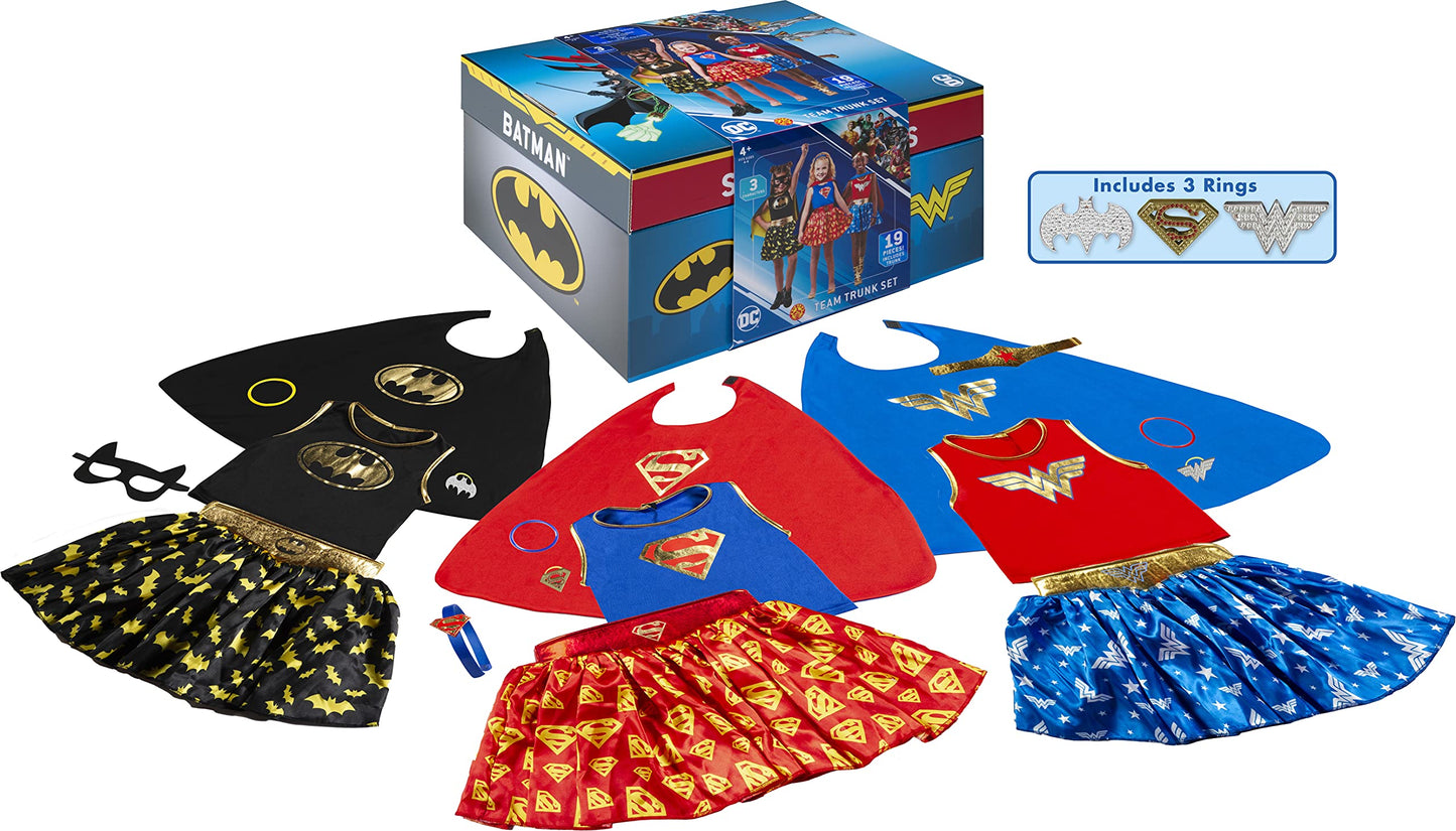DC Comics Superheroes: Wonder Woman, Batgirl, Supergirl Dress Up Trunk for Kids by Rubies, Girl's Small