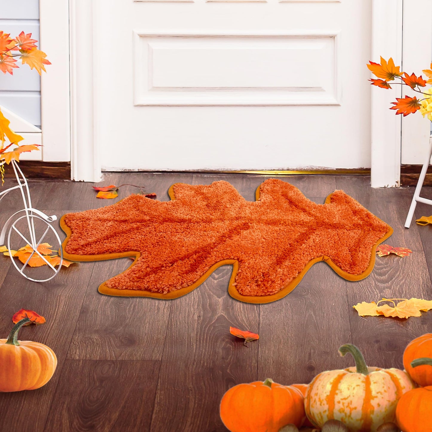 FUTBU Fall Bathroom Rugs, Fall Leaf Decorations Bath Mats for Bathroom, Farmhouse Autumn Leaf Rugs for Bathroom Decorations for The Home, Holiday Cute Fall Leaf Decor Non-Slip 16x24 Inches