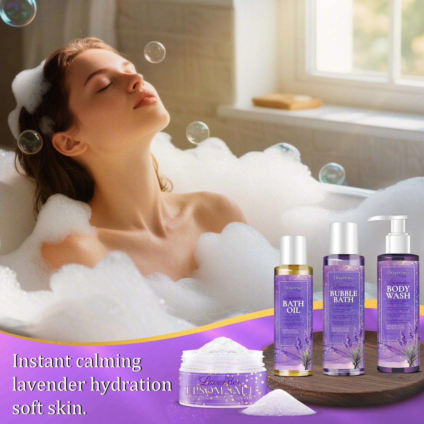 Spa Gifts for Women,Stress Relief Relax Lavender Bath Set,Christmas Stocking Stuffers Gifts for Women Mom Wife Sister Teen Best Friend,Self Care Birthday Valentines Secret Santa Bridesmaid Shower Gift
