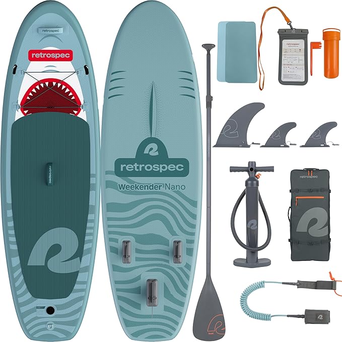 Retrospec Weekender-Nano 8'6" Kids Paddle Board Inflatable - Youth SUP with Adjustable Paddle, Pump & Backpack - Stable De...