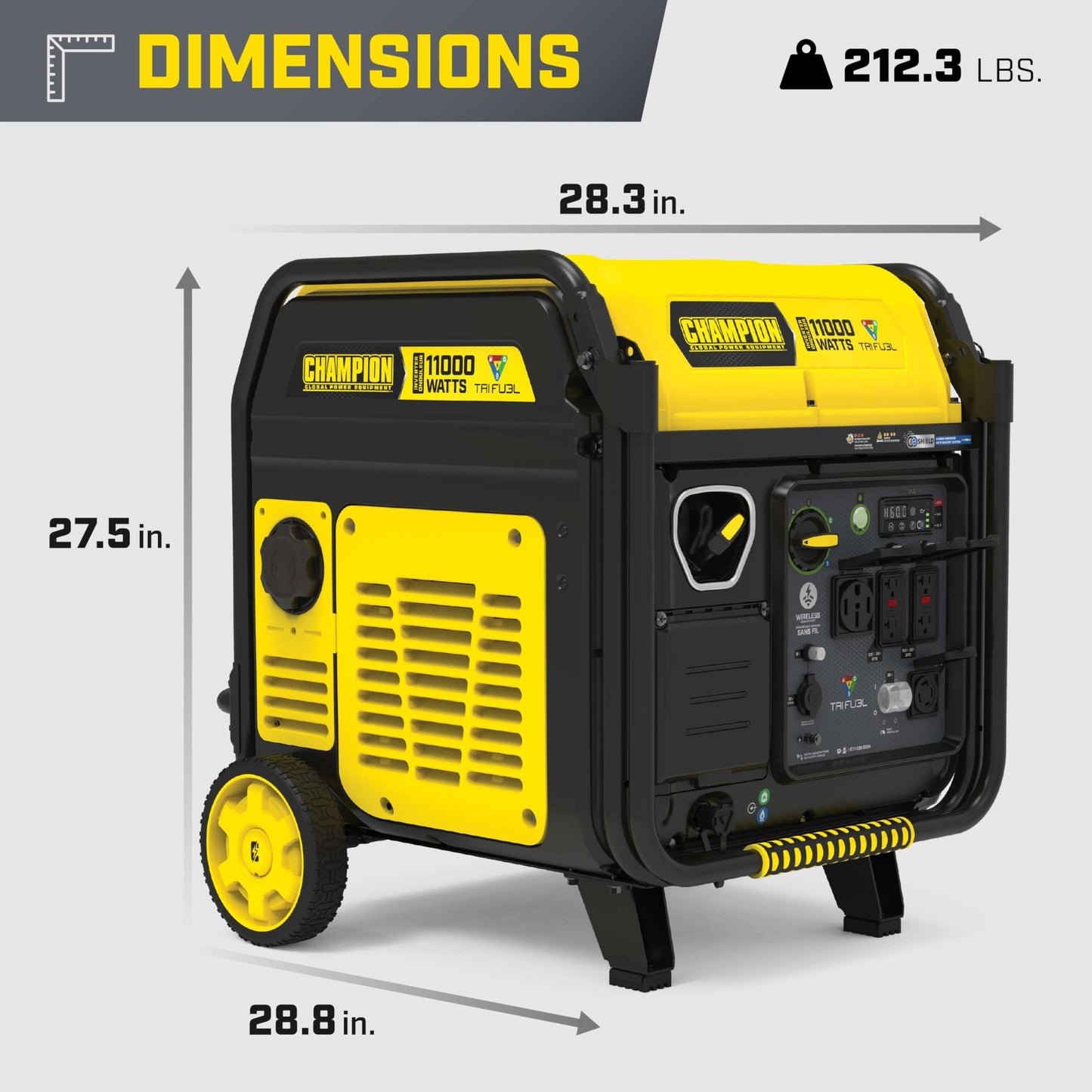 Champion Power Equipment 11,000-Watt Wireless Remote Start Tri Fuel Home Backup Portable Inverter Generator with Quiet Technology and Free 3-Year Warranty
