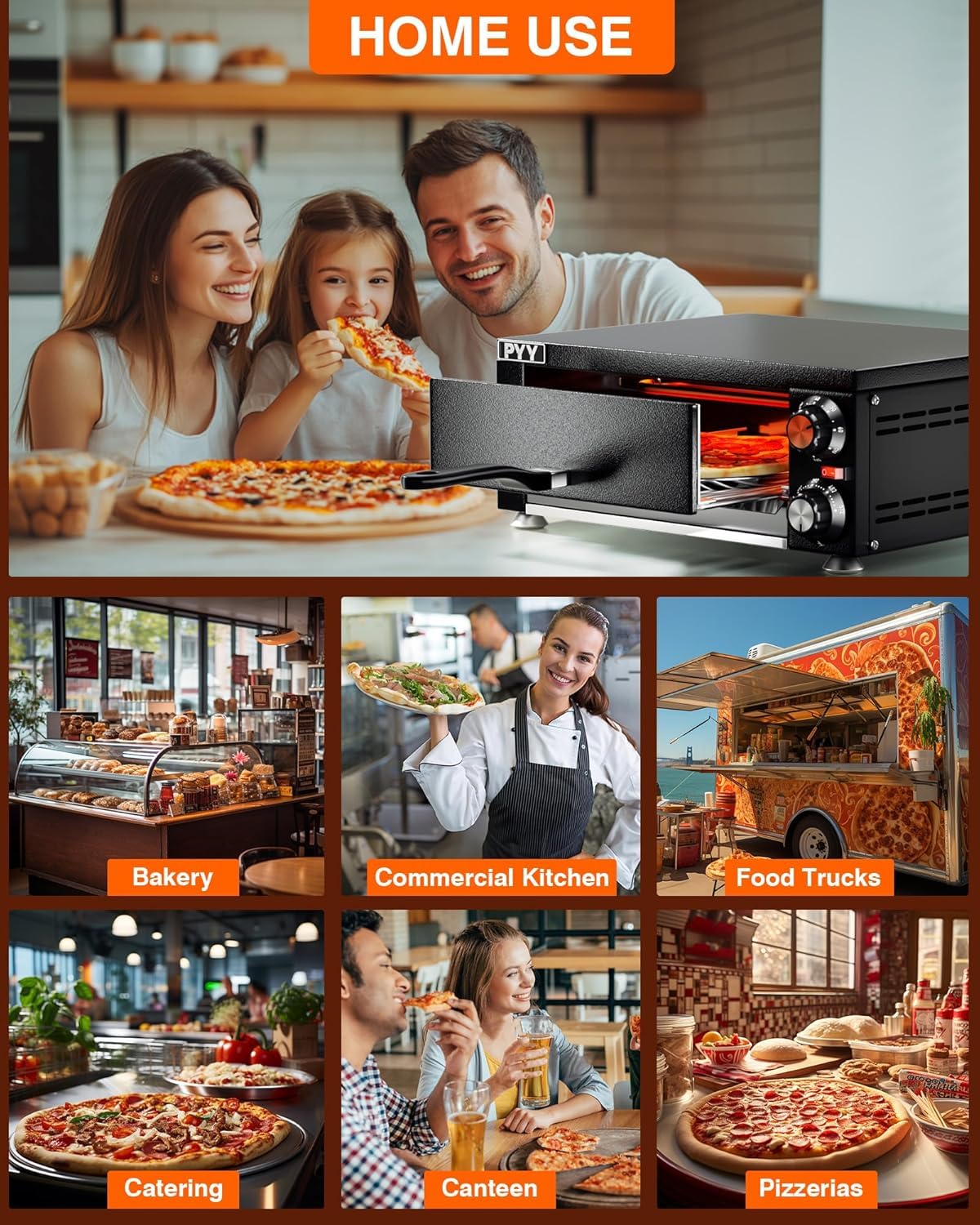Professional 12" Countertop Pizza Oven | 1100W Electric Baking Machine with 60-Min Timer | Stainless Steel Construction for Food Service & Catering