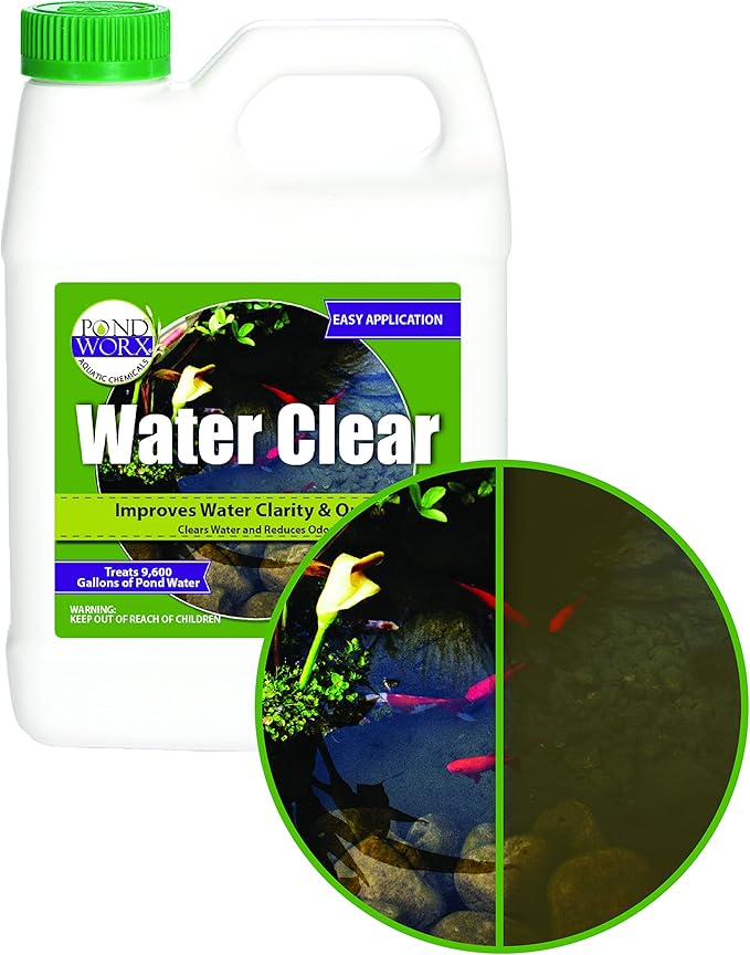 Pond Worx Water Clear - Concentrated Formulation Improves Water Clarity and Quality, Helps Clear Cloudy Water, Safe for Fi...
