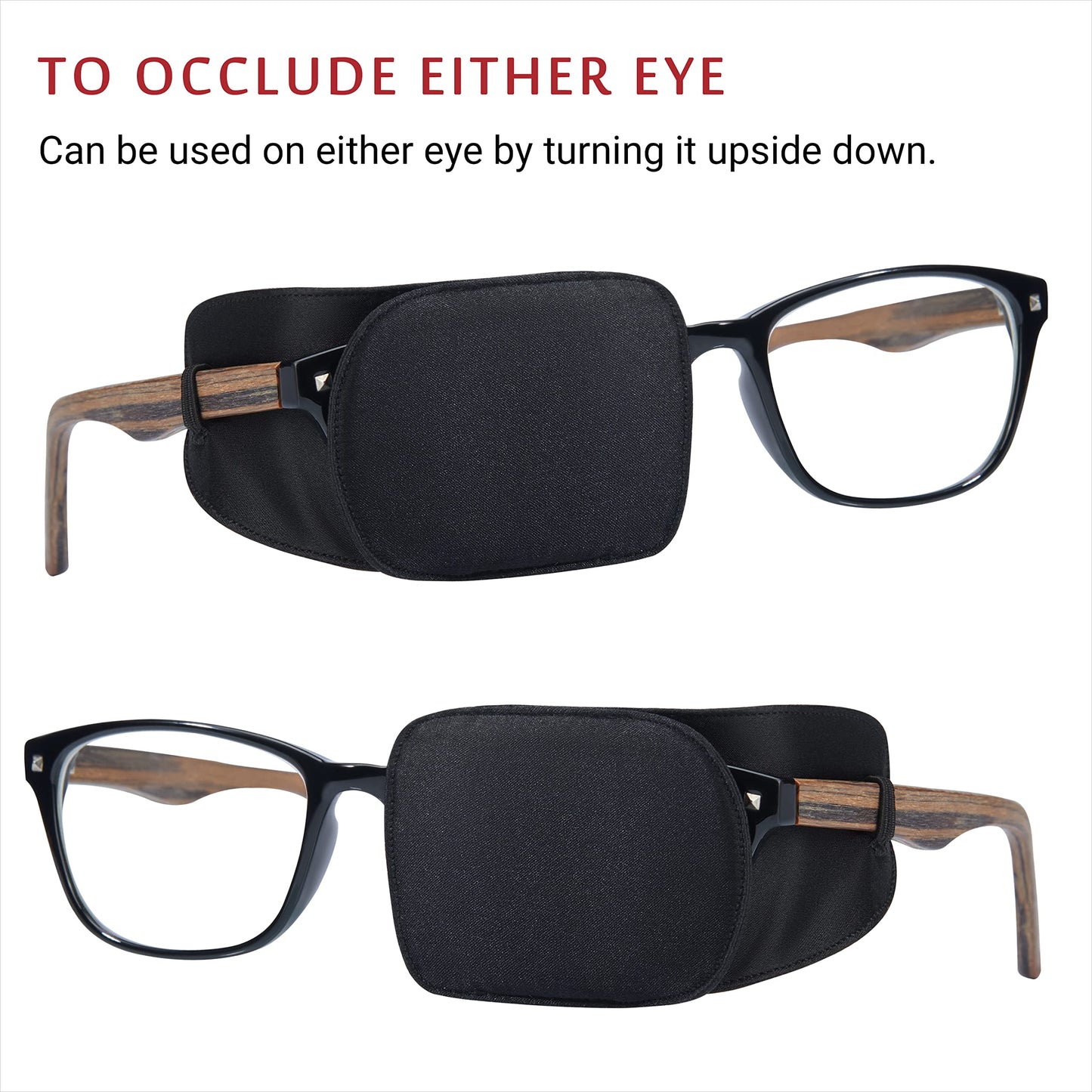 Astropic Silk Eye Patch for Adults Kids Glasses to Cover Either Eye (Medium, Black)