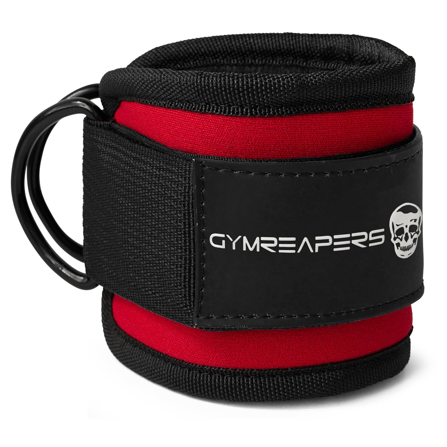 Gymreapers Ankle Strap (Single) For Cable Machine Kickbacks, Glute Workouts, Lower Body Exercises - Adjustable Leg Strap with Neoprene Padding (Red, Single)