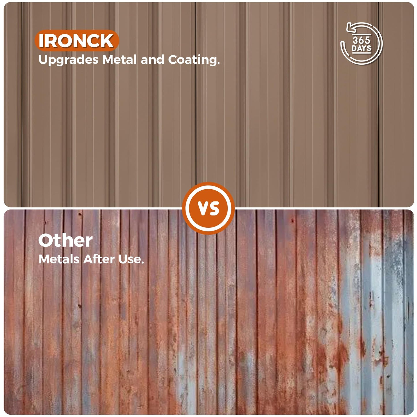 IRONCK 10x8FT Outdoor Storage Shed with Breathable Vent, 9.4x7.3FT Base Galvanized Steel Metal Tool Shed with Lockable Doors for Yard Bins/Generator/Wheelbarrow Garden Storage, Brown