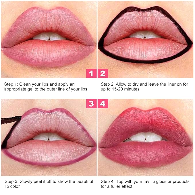 Lip Liner - Lip Stain Peel Off Moisturizing Long-Lasting & Waterproof Transfer Proof & Plumping, Non-Stick Cup Lip Liner Stain Tint For All Skin Types (Berry, 1 PCS)
