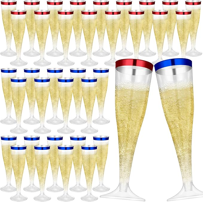 Jingmore 36 Pcs Plastic Champagne Flutes 4.5 oz Clear Toasting Glasses Cocktail Cup Wine Disposable Champagne Glass for Va...