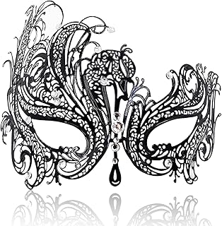 FaceWood Masquerade Mask For Women Shiny Rhinestone Metal Masks for Halloween Venetian Party Evening Prom Ball Costume