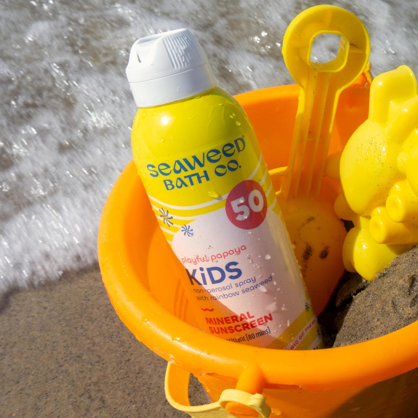 Seaweed Bath Co. Kid's on the Move Mineral SPF 50 Broad Spectrum Zinc Oxide Sunscreen Spray, 6 Oz., Water Resistant, Tear Free C