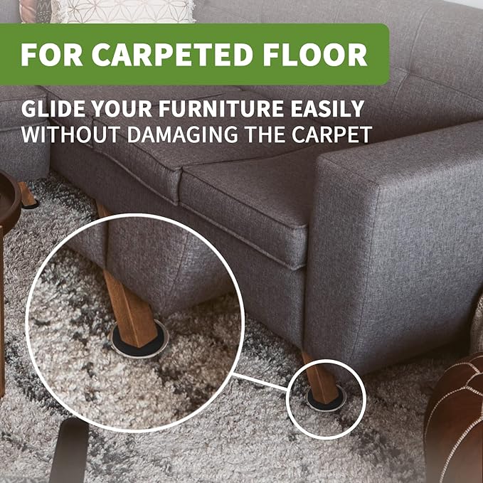 COVERCORNER Furniture Sliders for Hardwood Floors, Furniture Sliders for Carpeted Floors, 16 PCS 3 1/2 inch Combo Pack, Sliders for Moving Furniture, Furniture Movers Sliders