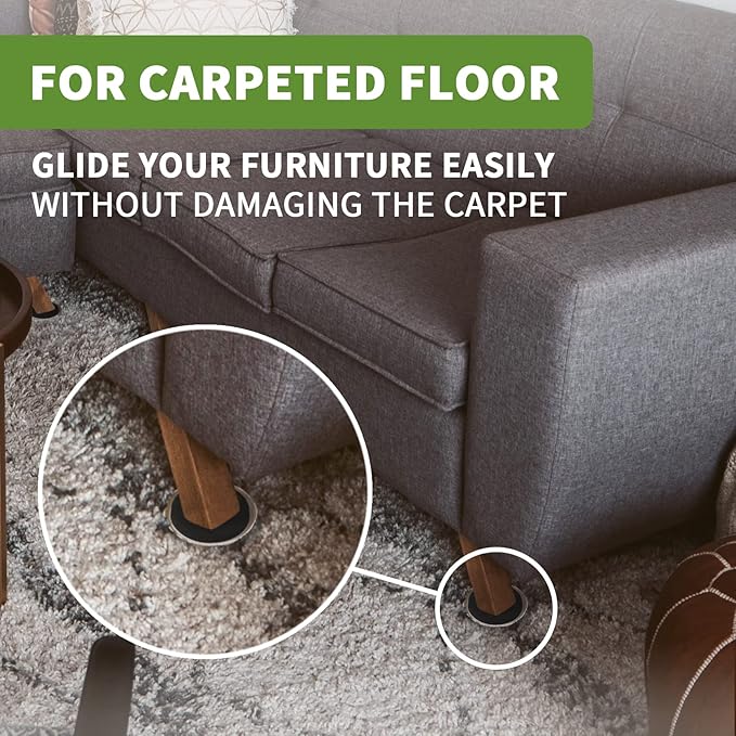 COVERCORNER Furniture Sliders for Hardwood Floors, Furniture Sliders for Carpeted Floors, 8 PCS 3 1/2 inch Combo Pack, Sliders for Moving Furniture, Furniture Movers Sliders