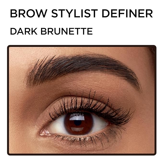 L'Oreal Paris Makeup Brow Stylist Definer Waterproof Eyebrow Pencil, Ultra-Fine Mechanical Pencil, Draws Tiny Brow Hairs and Fills in Sparse Areas and Gaps, Dark Brunette, 0.11 Ounce (Pack of 2)