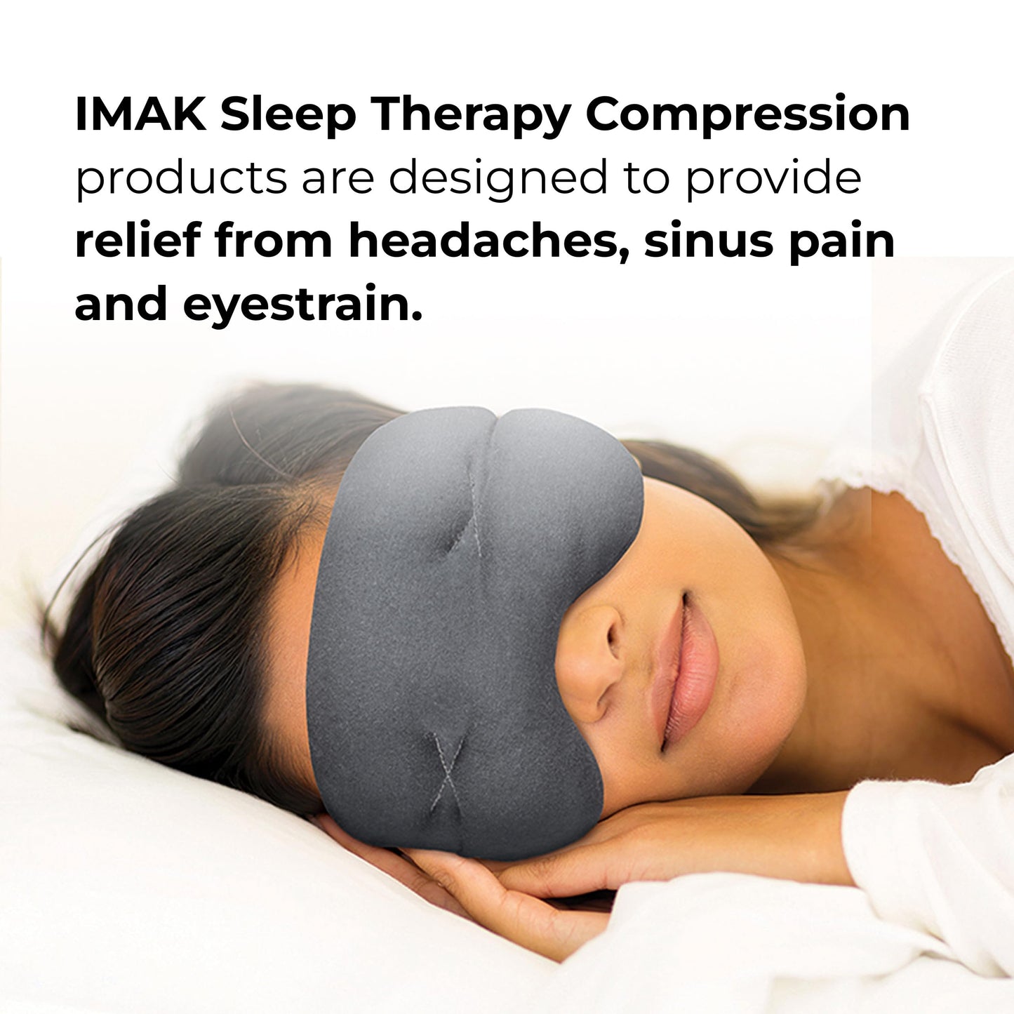 Brownmed Eye Pillow - Compression Eye Mask for Headache Support - Soothes Strain - Eases Sinus Pressure - Cooling - Universal Fit - Breathable Cotton - Washable & Reusable - Grey