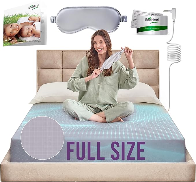 Earth Grounding Sheets Full Size with 12% Silver Fiber & 4% Silk & 84% Cotton - Gray - SGS Quality Certified Grounded Well Bed Sheet - Conductive Fitted Sheet for Better Sleep