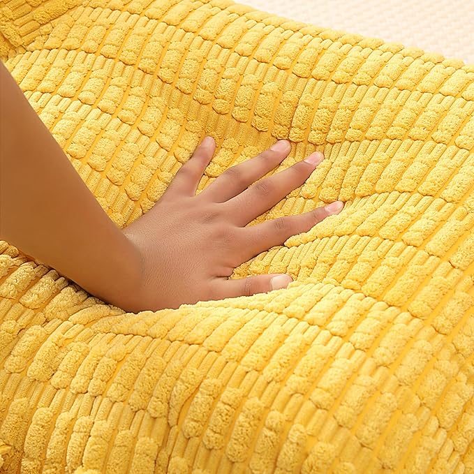 PAJEO Reading Pillow for Sitting in Bed, Large Backrest Reading Pillow with Arm Rest,Back-Rest Support Cushion for Sit Up on Couch, Sofa, and Floor, Dorm Essentials (Yellow Corduroy, Large(19"))