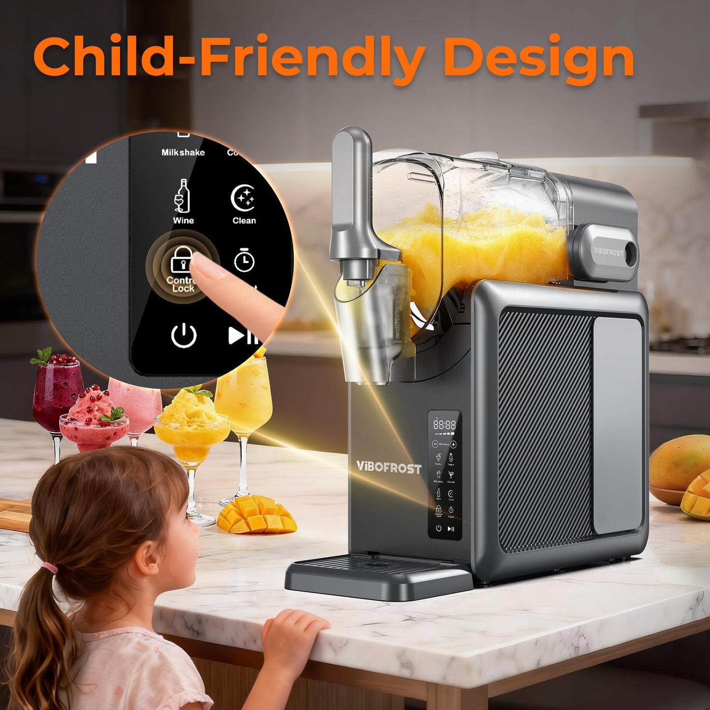 Slushie Machine for Home, 88 oz Frozen Drink Maker with Timer & Auto-Fresh Keep, Smart Display, Self-Cleaning, Quiet Operation, No Ice Needed, Perfect for Margaritas, Frappés, Milkshakes & More