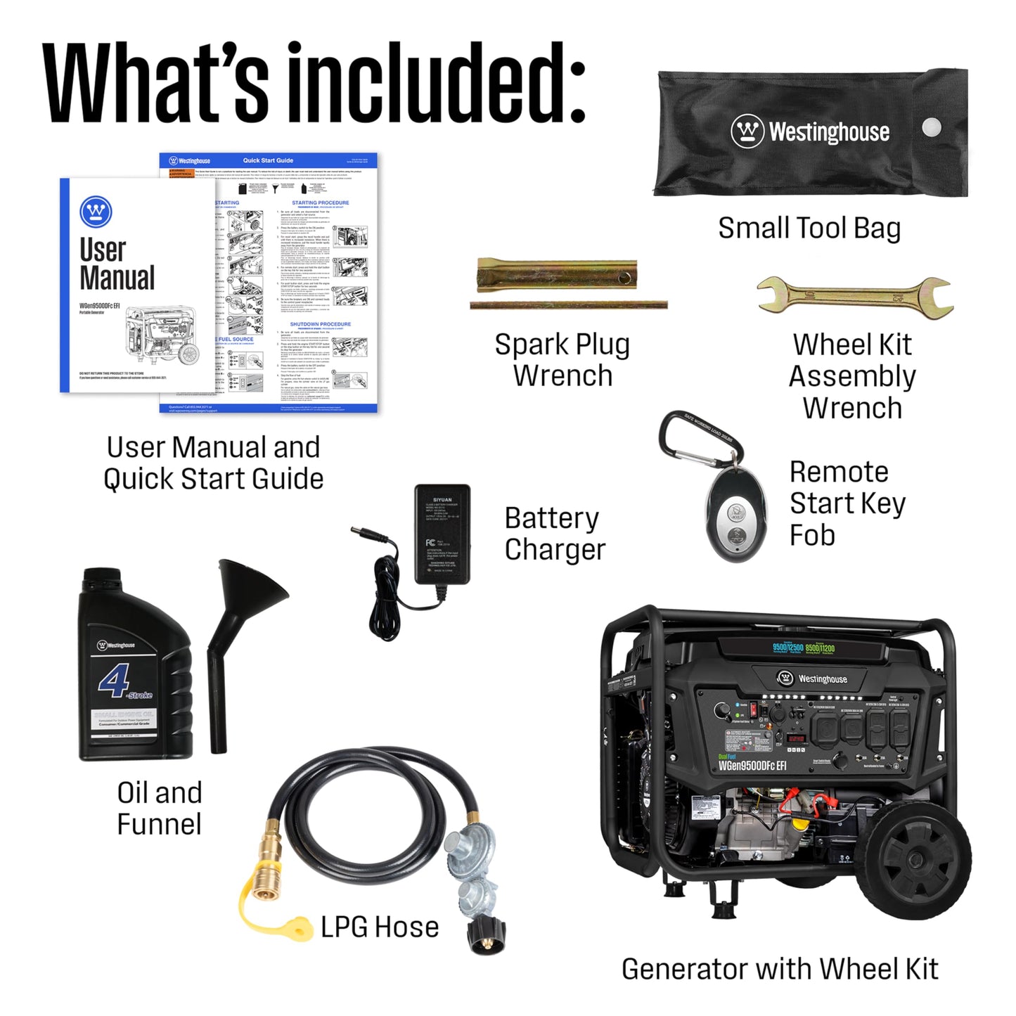Westinghouse 12500 Peak Watt EFI Dual Fuel Home Backup Portable Generator, Remote Electric Start, Transfer Switch Ready, Gas and Propane Powered, CO Sensor, CARB Compliant