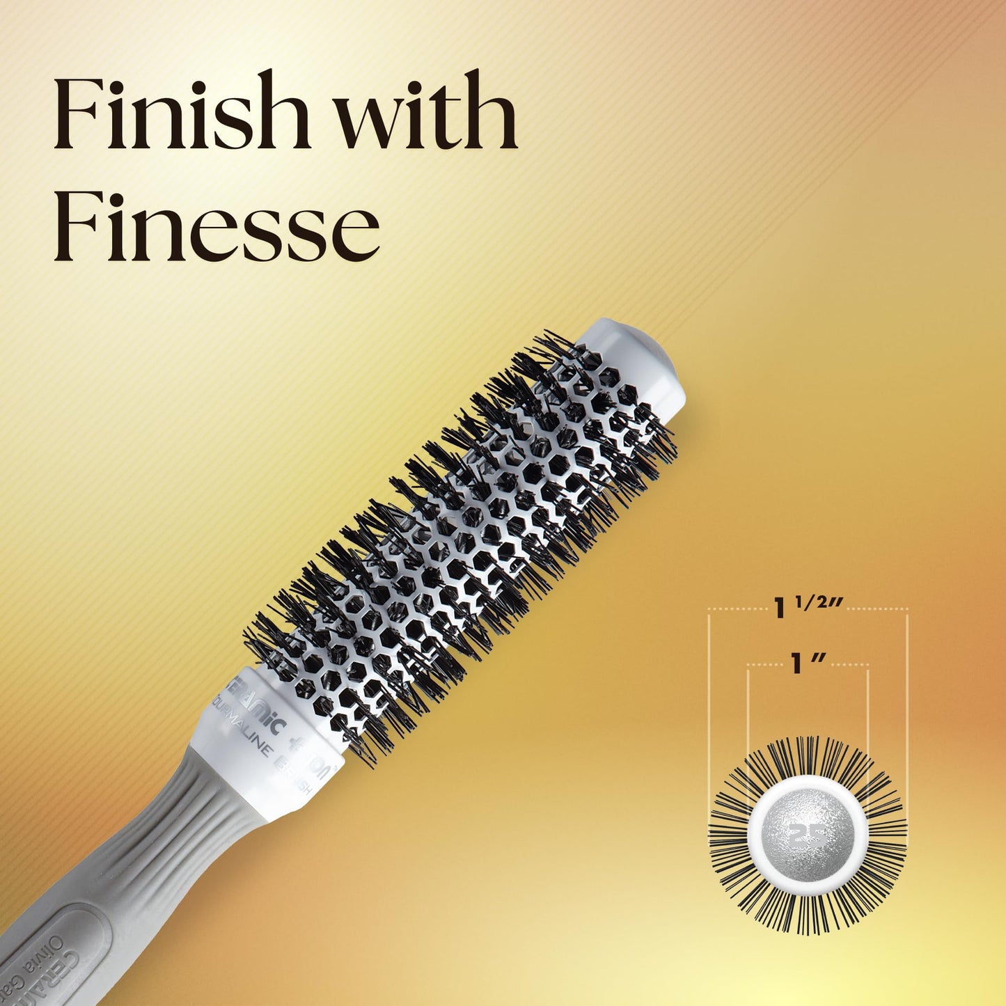 Olivia Garden Ceramic + Ion Round Thermal Hair Brush - Not Electrical - Professional Blowout Brush for Normal to Thick Hair - 1-