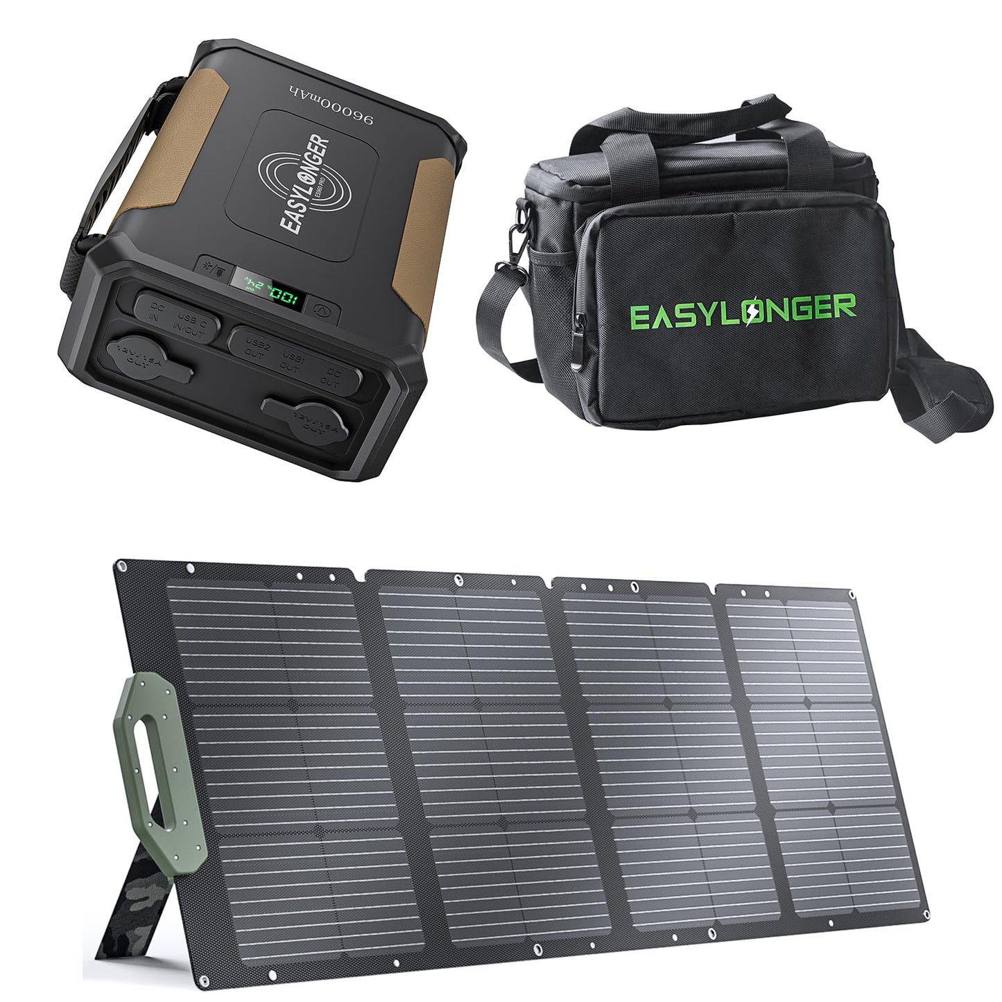 EASYLONGER ES960 PRO CPAP Battery Backup with Carrying Case & 110W Foldable Solar Panel, 297.6Wh CPAP Power for AirSense 11, DreamStation 2 – Emergency & Off-Grid Power Bundle