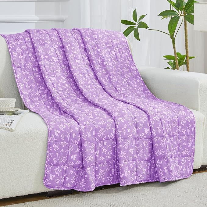 yescool Weighted Blanket for Adults (20 lbs, 48" x 72", Mauve) Cooling Heavy Blanket for Sleeping Perfect for 140-160 lbs, Twin Size Breathable Blanket with Premium Glass Bead, Machine Washable