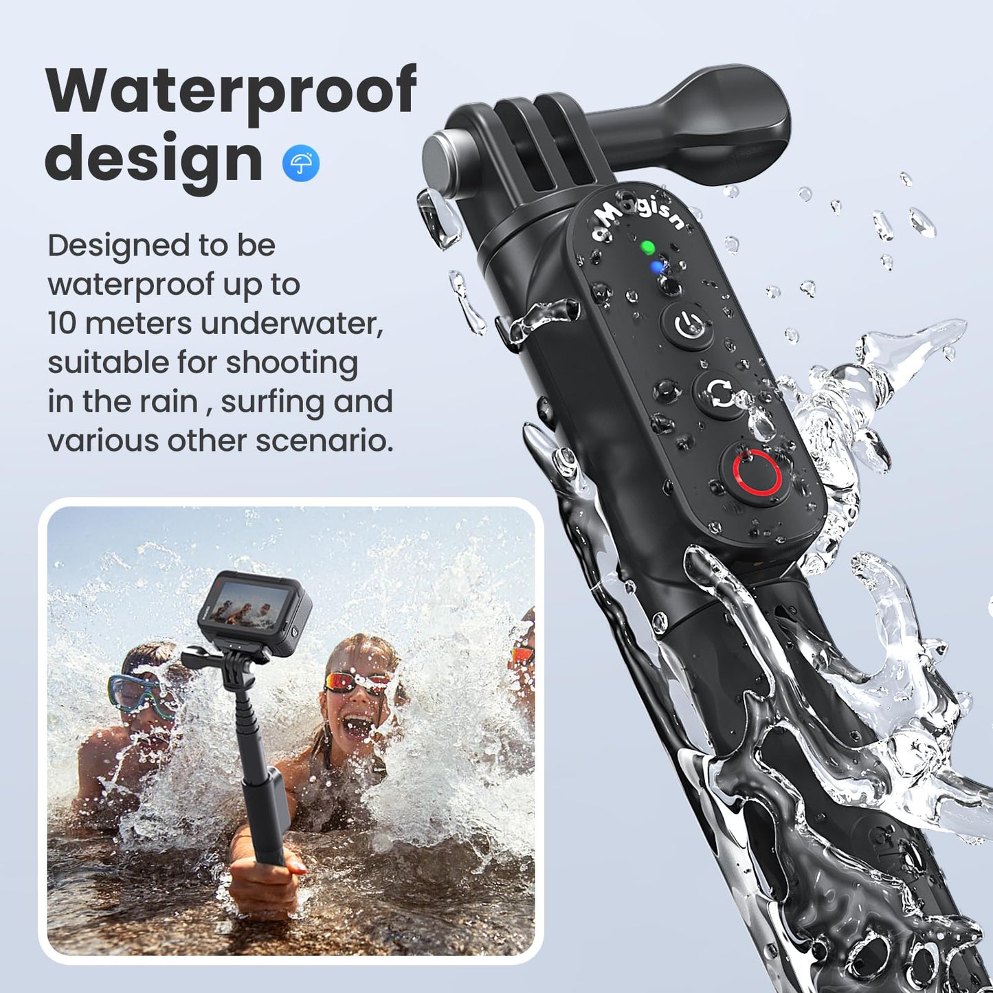 Aovee Remote Control Selfie Stick Rechargeable Waterproof 100Cm Stretchable Compatible With Insta360/Gopro Action Camera And Ios
