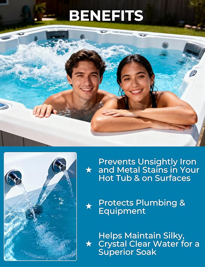 Metal Remover for Hot Tub & Spa, Metal & Stain Control, Prevents Metal Stains Formation and Corrosion, Compatible with Any Spa, Fast-Acting & Easy to Use, 32oz