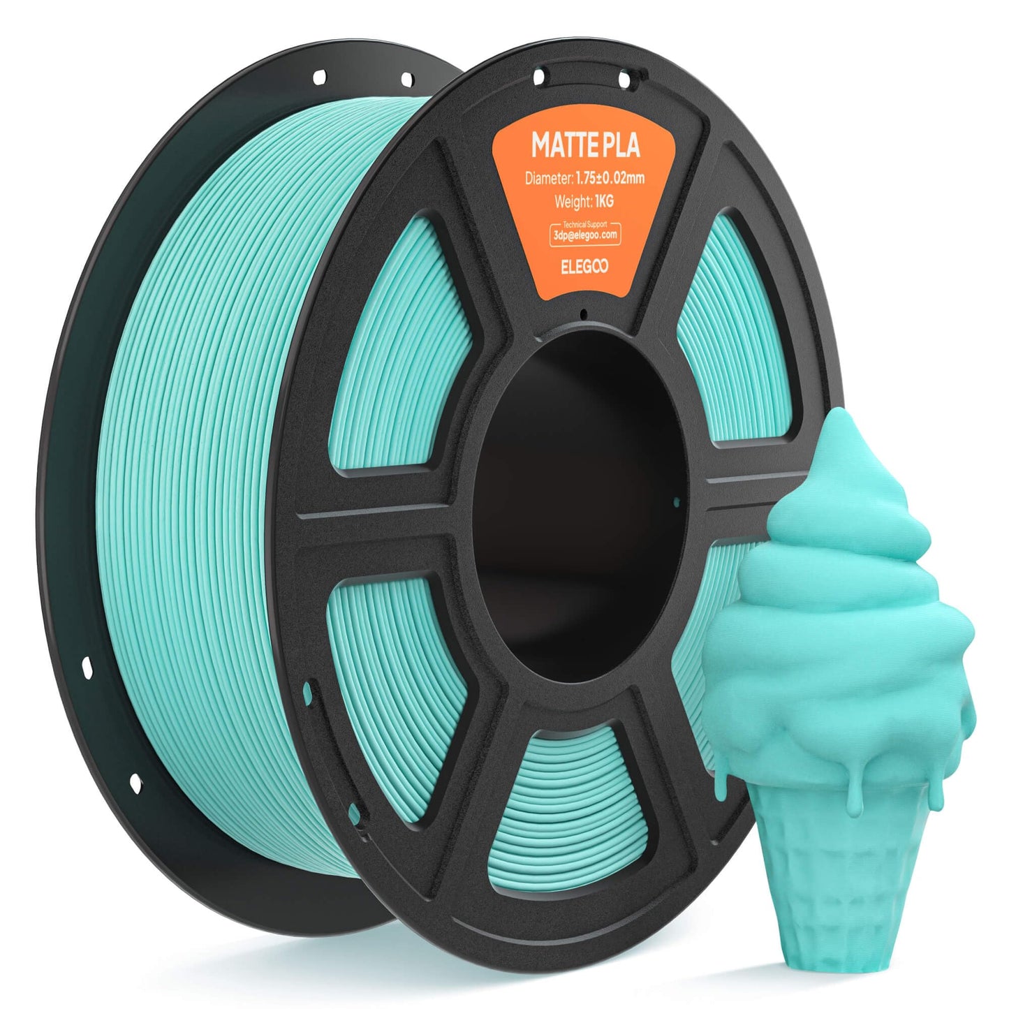 ELEGOO Matte PLA Filament 1.75mm Teal Green 1KG, 3D Printer Filament High Precision, 1kg Spool (2.2lbs) Fits for Most FDM 3D Pri