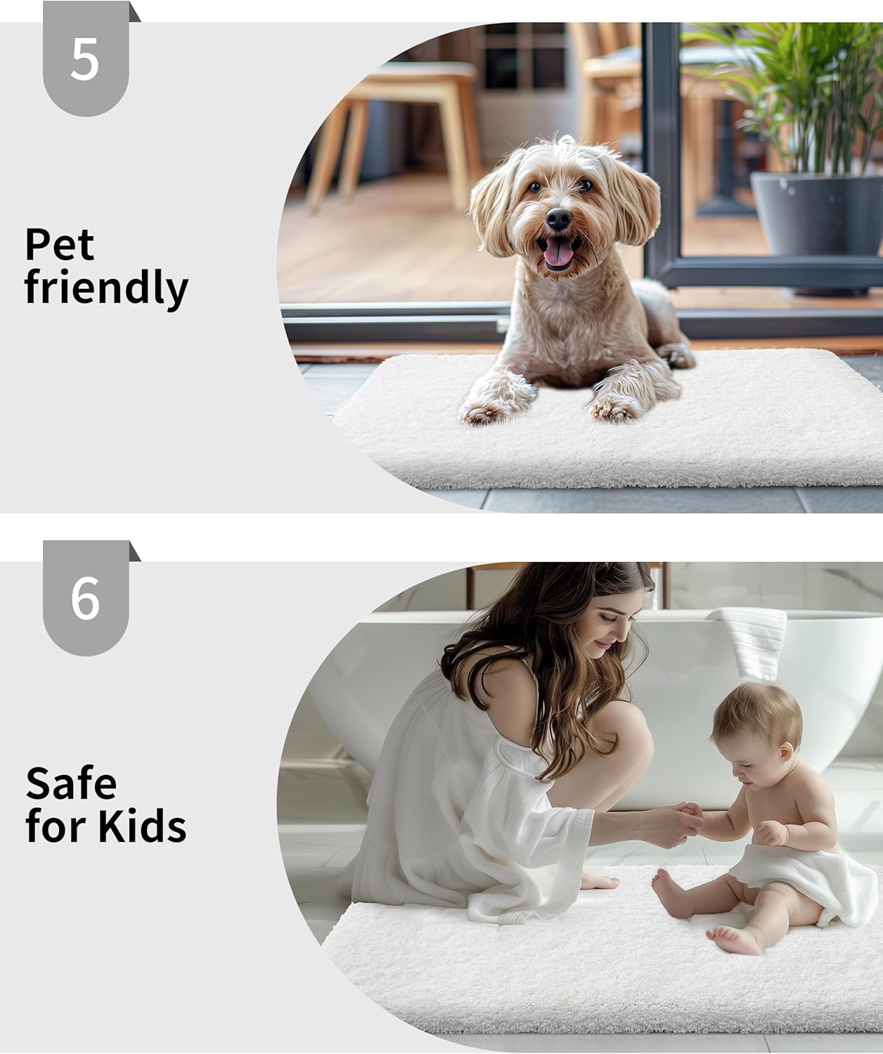 White Bathroom Runner Rug 24x59 Non Slip Fluffy Long Bath Mat for Bathroom Floor Washable Plush Luxury Bath Rug for Tub Absorbent Shower Sink Mat Bedside Rug