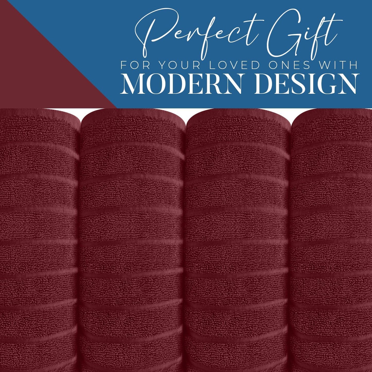 DAN RIVER Pack of 2 Bath Sheet 35x70 Inches, Ribbed Jumbo Bath Towels, Soft and Absorbent Extra Large Towels - Pomegranate