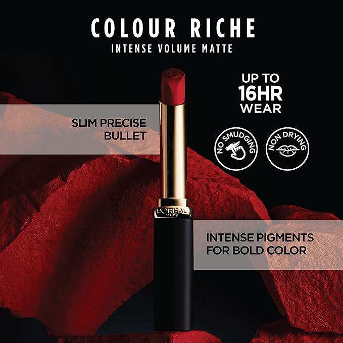 L'Oreal Paris Colour Riche Intense Volume Matte Lipstick, Lip Color Infused with Hyaluronic Acid for up to 16hr All Day Comfort, Le Wood Nonchalant, 0.06 Oz
