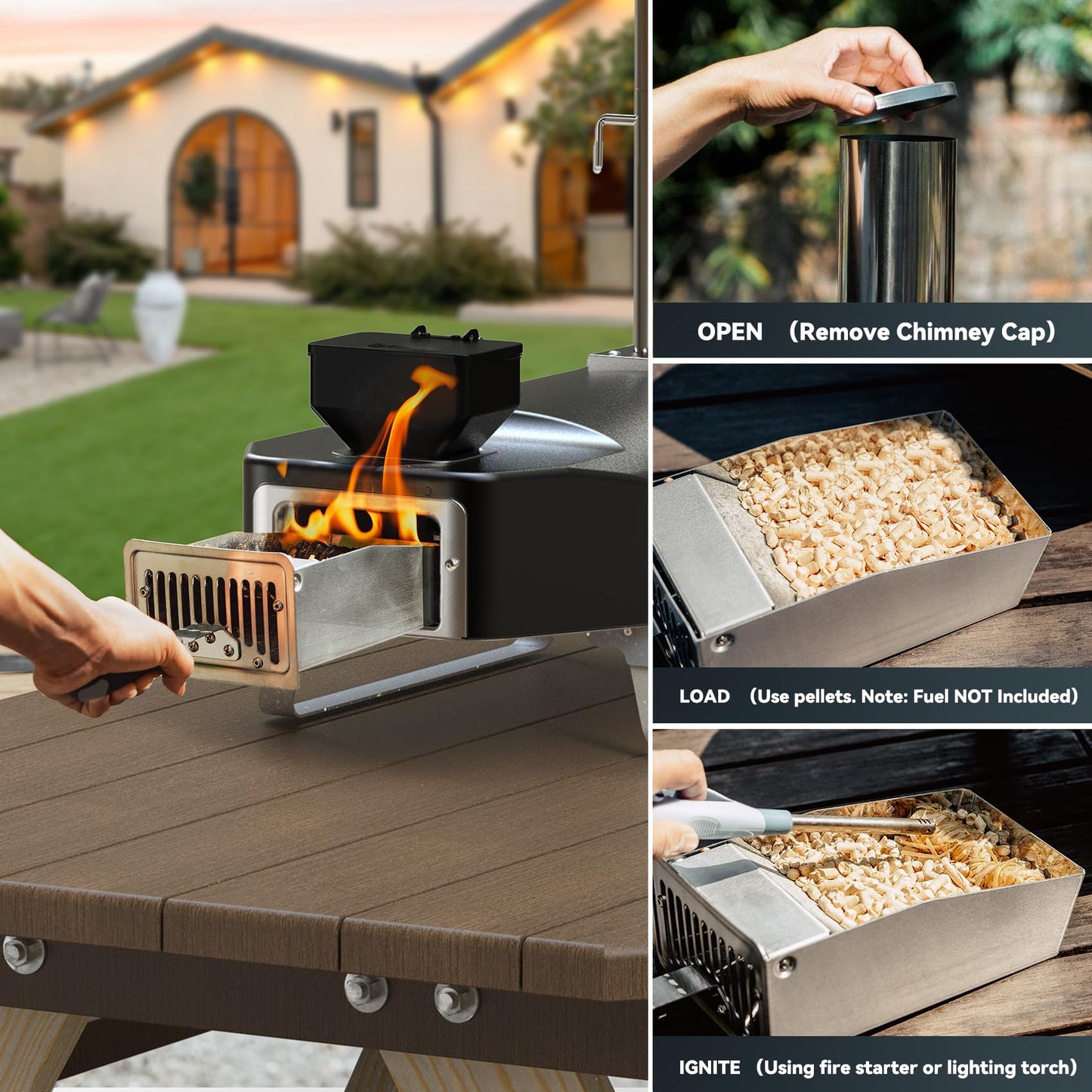 Q Pizza Portable Pizza Oven, Outdoor Pizza Stove, Wood Pellet Burning Pizza Oven with Pizza Stone for Outdoor Backyard Pizza Maker Garden Kitchen, PS105