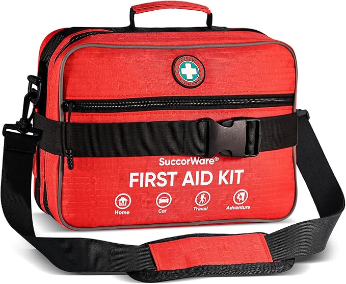 Professional 435 Pieces Large First Aid Kit - Includes Compressed Gauze - Compartments Emergency Medical Kit for Home, Cam...