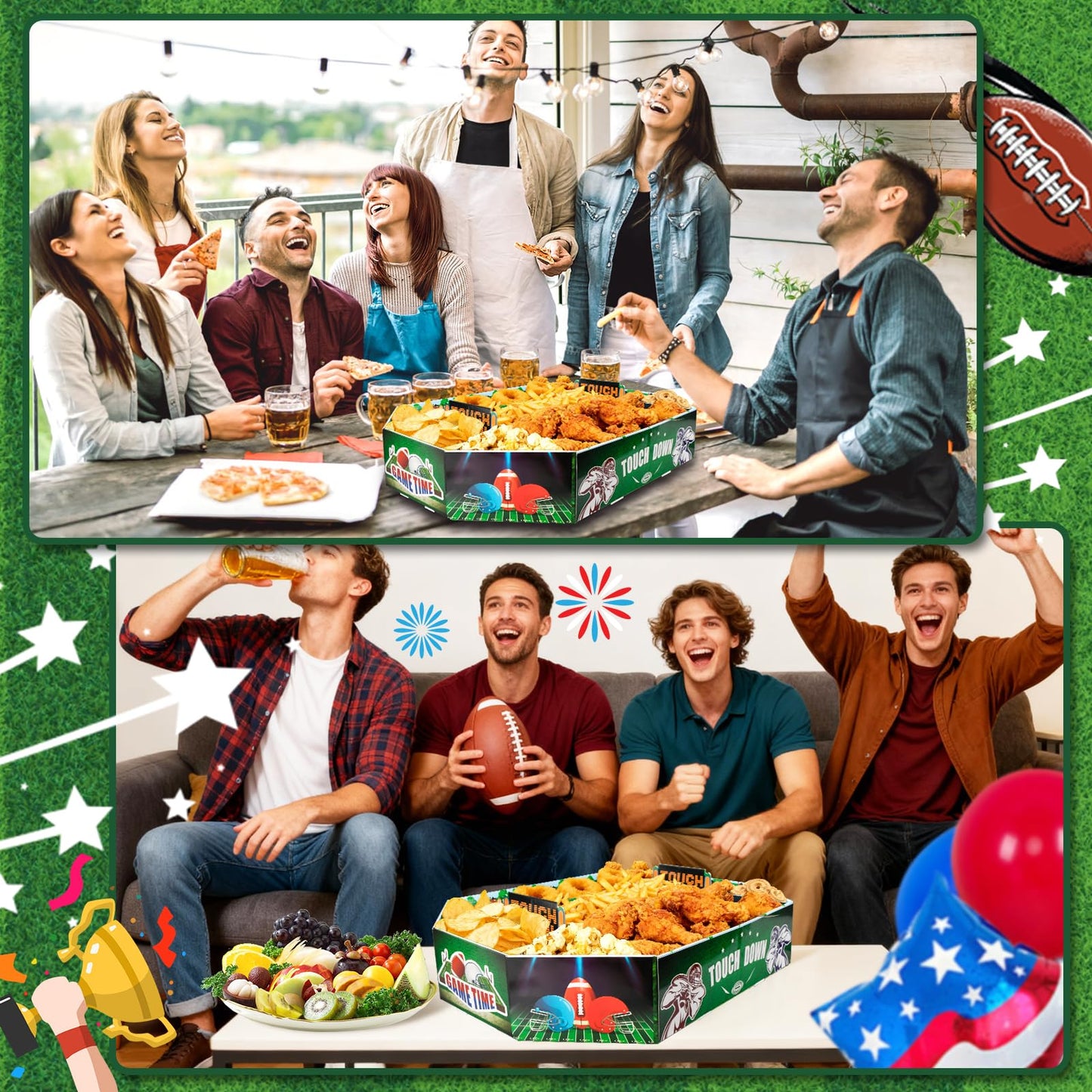 Docwouugo Football Party Decorations: Party Decorations 2026 26x20.5 Inch Large Size Food Snack Tray Set - Snack Tray Kit for Tailgate Birthday Football Game Day Decor