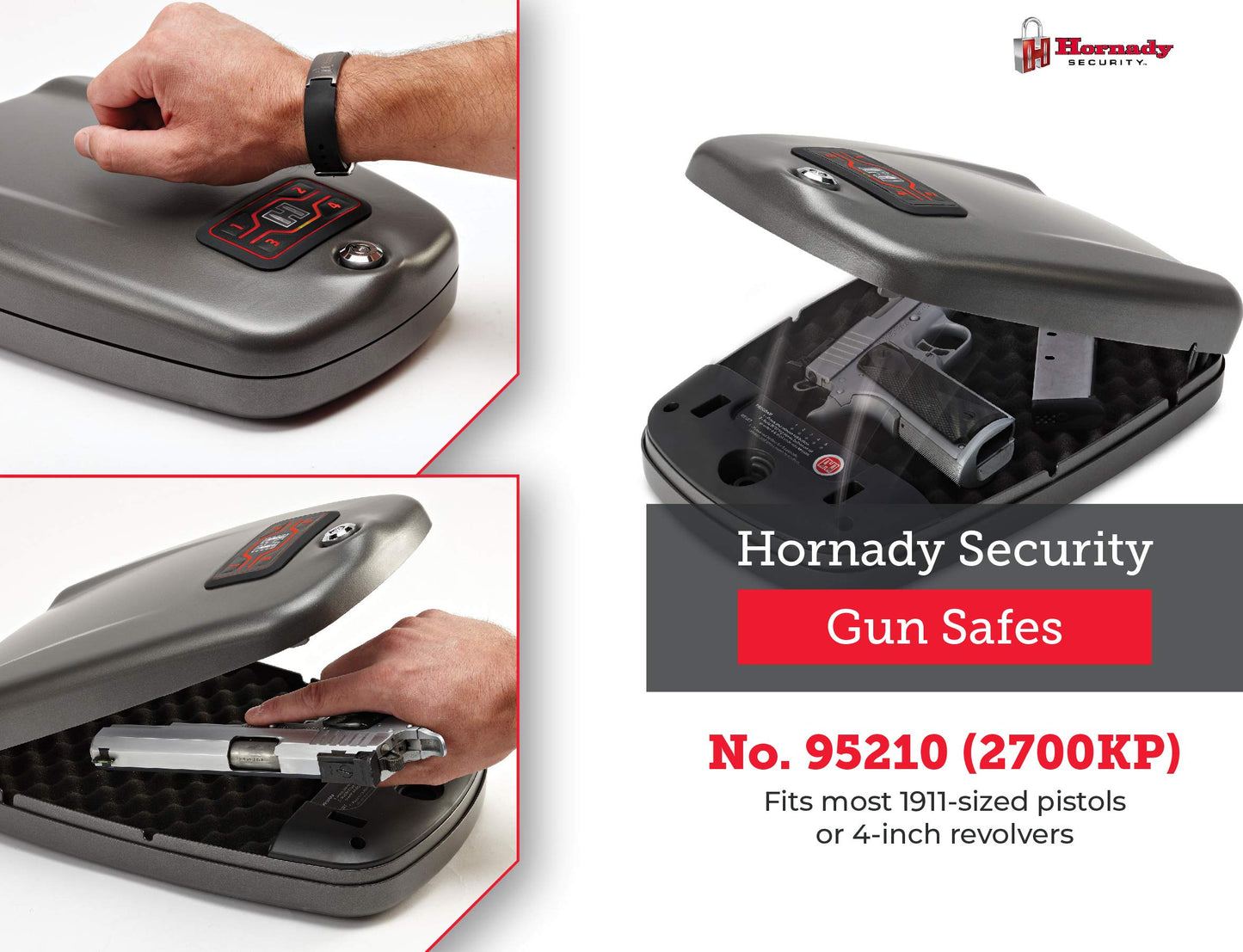 Hornady Rapid Safe 2700KP – Portable Gun Safe for Firearms – RFID Safe for Fast, Multiple Method Entry – Includes Rapid Safe, RFID Wristband, Key Fob, 2 Decals, 2 Barrel Keys and Security Cable