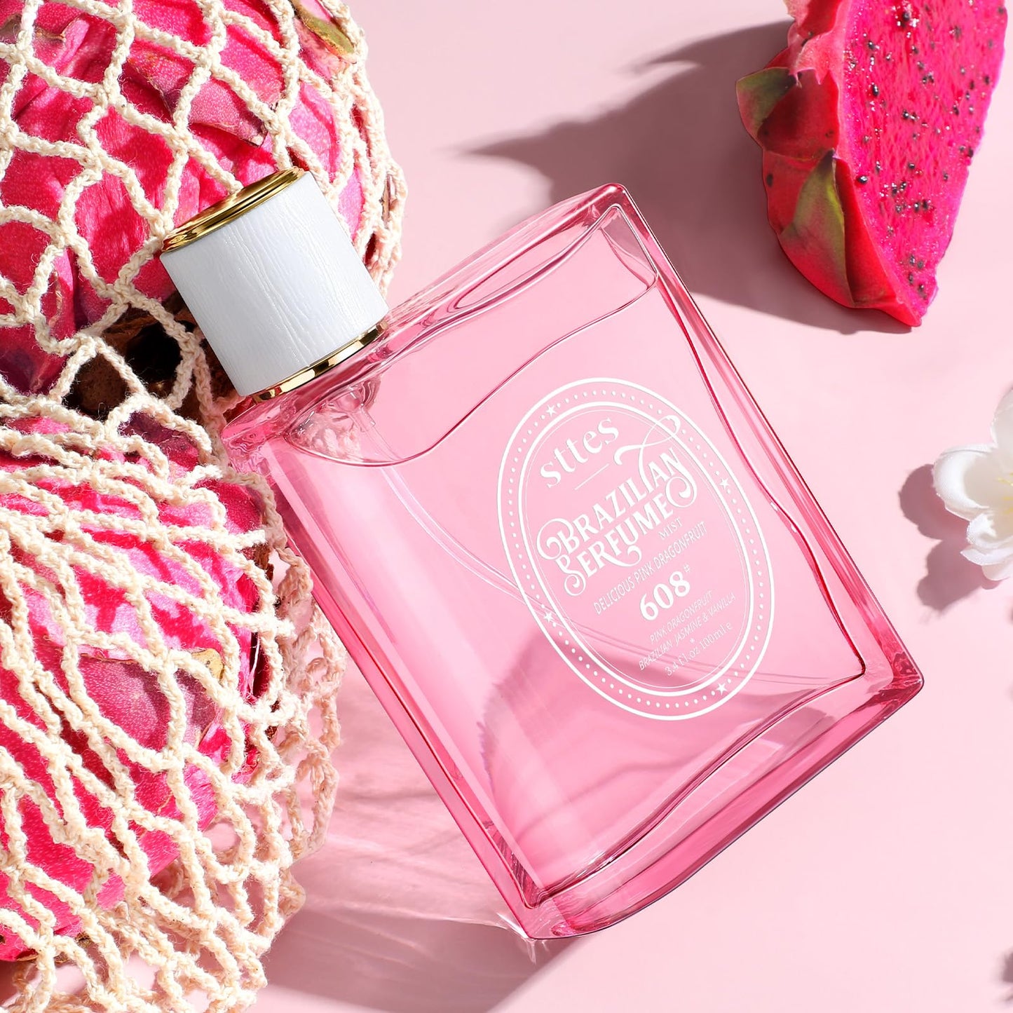 Sttes Perfume 608# (Delicious Pink Dragonfruit) - Eau de Perfume 100ml (3.4fl oz) Fruity and Floral (Vanilla + Jasmine + Red Pitaya)