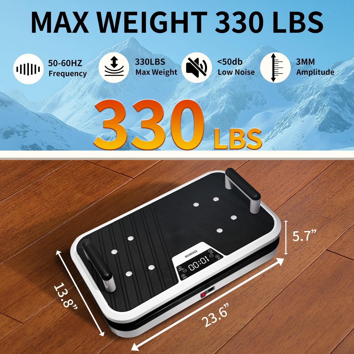 EDGSKGR Professional Linear Vertical Vibration Plate - 50-60Hz Whole Body Platform for Bone Strength & Lymphatic Drainage, 3mm Amplitude for Muscle Recovery & Skeletal Health, 330lbs Capacity