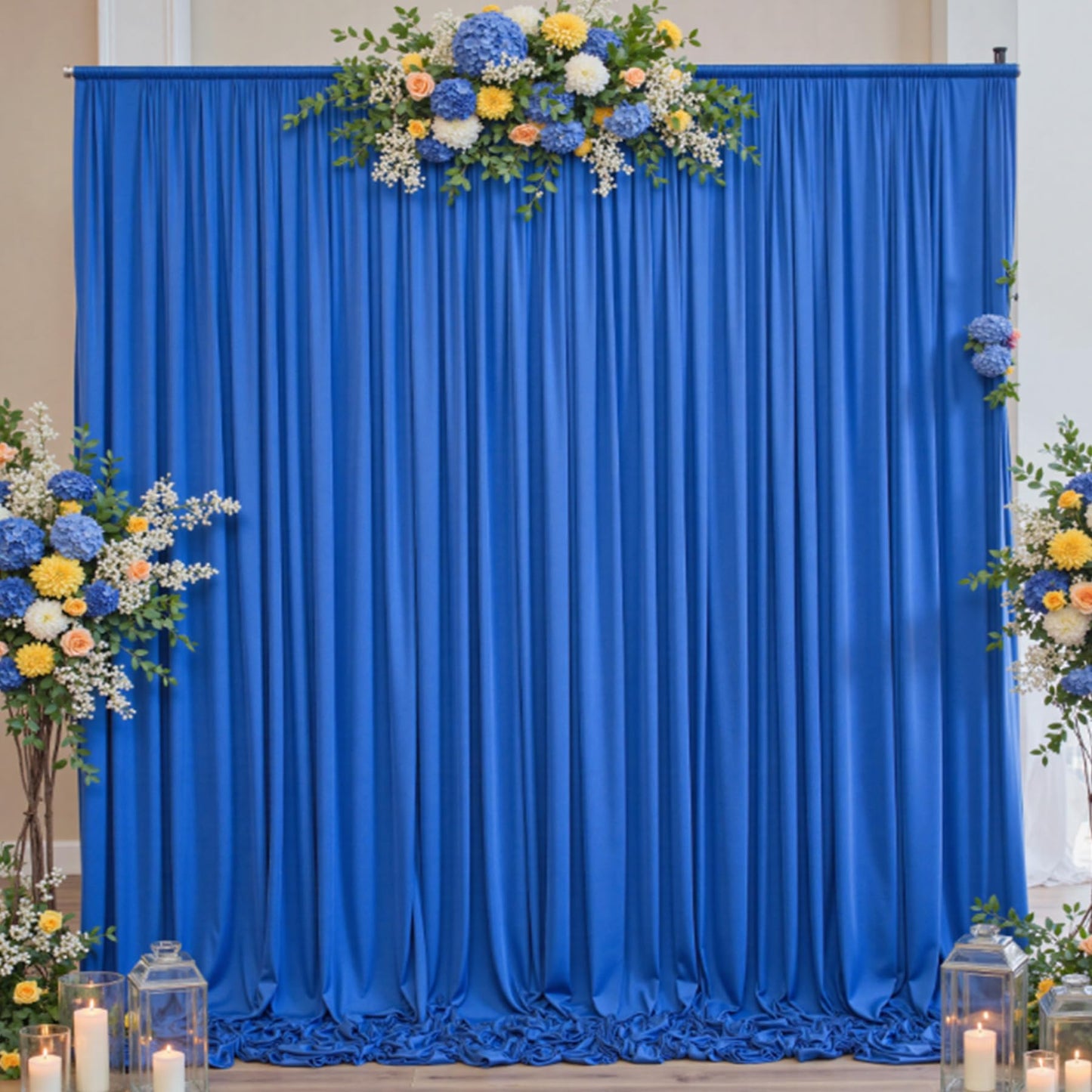 20ft x 10ft Royal Blue Backdrop Curtains for Parties, 4 Panels 5x10ft Wrinkle Free Silky Polyester Photo Backdrop Drapes Background for Birthday Graduation Photography Party Decorations