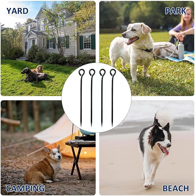 16 Inch Rebar Stakes,Metal Stake Ground,Ground Anchor,Heavy DutyTent Stakes,Baking Paint Metal Stakes,Tent Stakes,Ground Stakes ，0.5 Inch Diamete (6 Pack) ， Outdoor Travel
