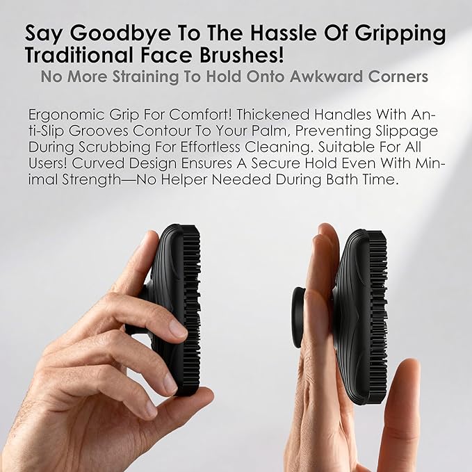 Face Scrubber, Silicone Exfoliating Brush for Men Women, Facial Cleansing Brush, Manual Waterproof Cleansing Skin Care, Blackhead Removing Pore Cleansing Massaging Face Brushes - Grey
