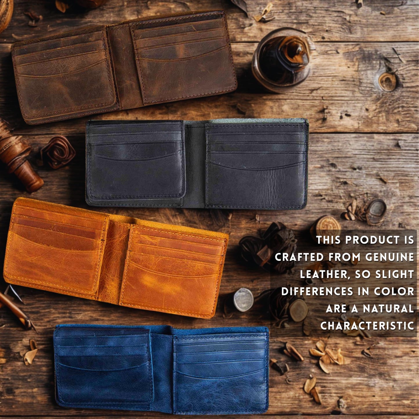 Personalized Wallet for Men - Custom Wallets, Customized Monogram, Gift for Husband, Dad, Son, Boyfriend, Anniversaries, Grandpa, Graduate, Birthday, Wedding & Groomsmen, Gifts for Men